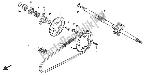 All parts for the Rear Axle Drive & Chain of the Honda TRX 450R Sportrax 2005