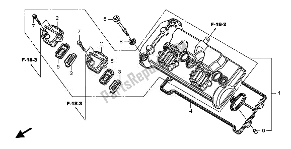 All parts for the Cylinder Head Cover of the Honda CBF 600S 2008