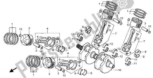 All parts for the Crankshaft & Piston of the Honda VF 750C 1999