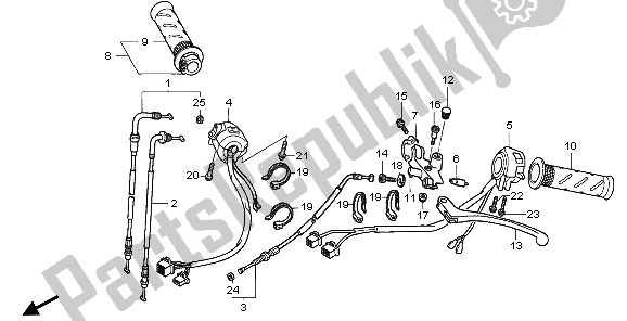 Todas las partes para Manejar Palanca E Interruptor Y Cable de Honda NT 700 VA 2007