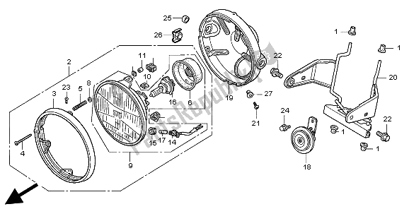 Tutte le parti per il Faro (uk) del Honda CB 500 1999