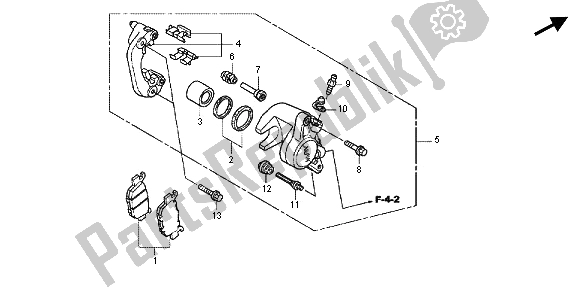 All parts for the Rear Brake Caliper of the Honda SH 125R 2012