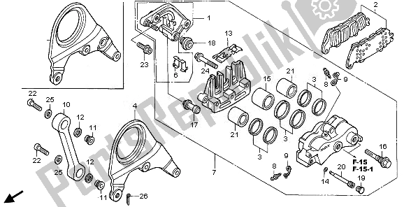 All parts for the Rear Brake Caliper of the Honda VFR 800 2010