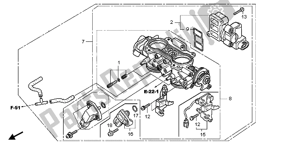 Alle onderdelen voor de Gasklephuis van de Honda GL 1800 2007