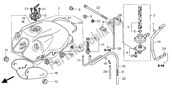 All parts for the Fuel Tank of the Honda CBF 600S 2005