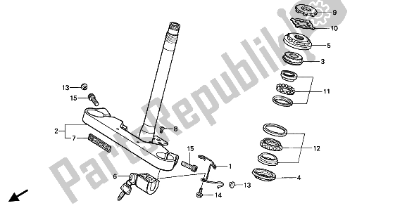 All parts for the Steering Stem of the Honda VT 600 CM 1991