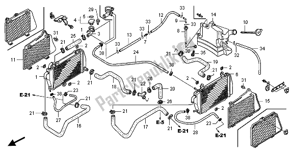 All parts for the Radiator of the Honda GL 1800A 2005