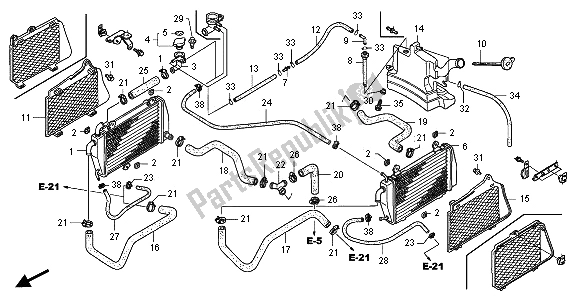 Todas las partes para Radiador de Honda GL 1800A 2005