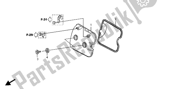 All parts for the Cylinder Head Cover of the Honda SH 300 AR 2008