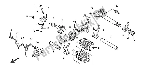 All parts for the Gearshift Drum of the Honda TRX 450R Sportrax 2005