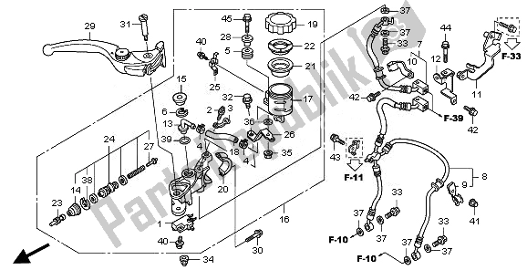 All parts for the Fr. Brake Master Cylinder of the Honda CBR 1000 RA 2011