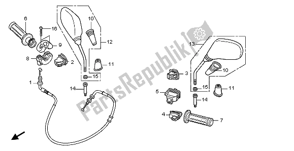 Tutte le parti per il Interruttore E Cavo E Specchio del Honda SH 150 2009