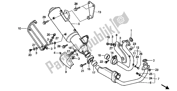 All parts for the Exhaust Muffler of the Honda XRV 750 Africa Twin 1993