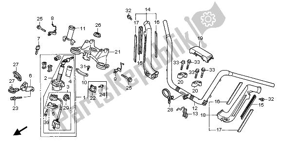 Toutes les pièces pour le Tuyau De Poignée Et Pont Supérieur du Honda GL 1500A 1997