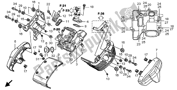 Tutte le parti per il Coperchio Della Testata Anteriore del Honda VT 1300 CXA 2010