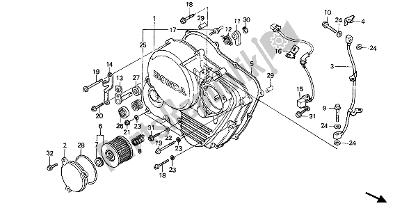 Todas las partes para Tapa Del Cárter Derecho de Honda XR 600R 1986