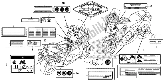 Wszystkie części do Etykieta Ostrzegawcza Honda NC 700D 2013