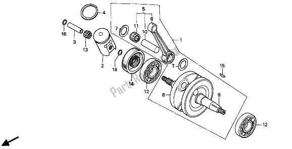 All parts for the Crankshaft & Piston of the Honda CR 80R 1991