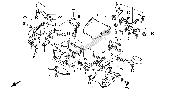 All parts for the Cowl of the Honda VFR 750F 1995