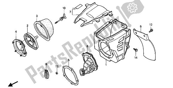 Alle onderdelen voor de Luchtfilter van de Honda CR 250R 1991