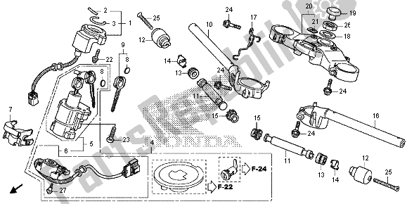 Alle onderdelen voor de Handvatpijp & Hoogste Brug van de Honda CBR 600 RA 2013