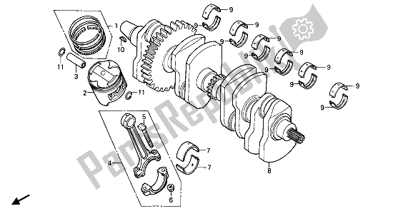 All parts for the Crankshaft & Piston of the Honda CBR 600F 1989