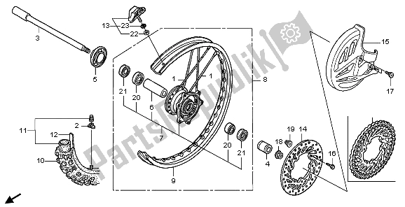 All parts for the Front Wheel of the Honda CRF 450R 2006