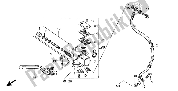 All parts for the Fr. Brake Master Cylinder of the Honda FMX 650 2007