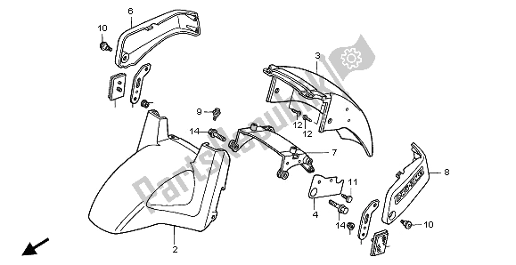 All parts for the Front Fender of the Honda ST 1100A 1996