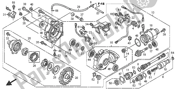All parts for the Front Final Gear of the Honda TRX 400 FA Fourtrax Rancher AT 2005