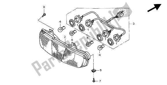 All parts for the Rear Combination Light of the Honda ST 1100A 1997