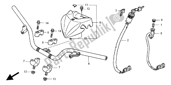 Alle onderdelen voor de Handvat Pijp van de Honda TRX 90 2012