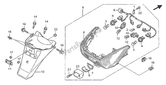 All parts for the Taillight & Rear Fender of the Honda FJS 600D 2005