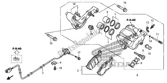 Tutte le parti per il Pinza Freno Posteriore del Honda VFR 1200X 2012