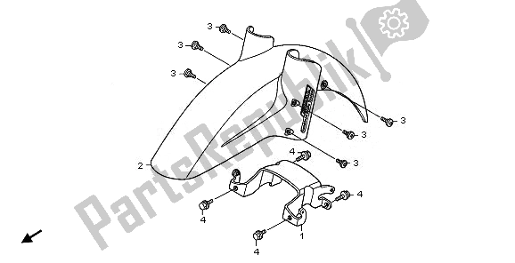 All parts for the Front Fender of the Honda XL 1000V 2010