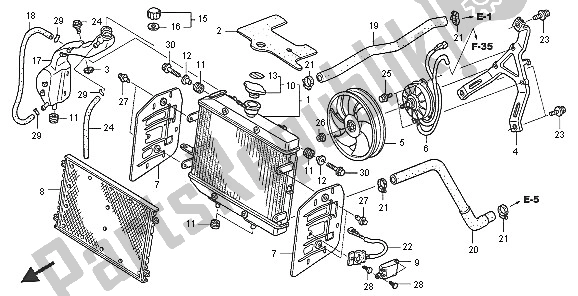 All parts for the Radiator of the Honda TRX 650 FA Fourtrax Rincon 2005