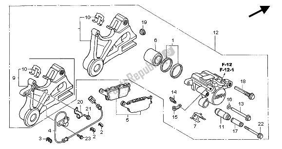 All parts for the Rear Brake Caliper of the Honda CBF 600 SA 2004