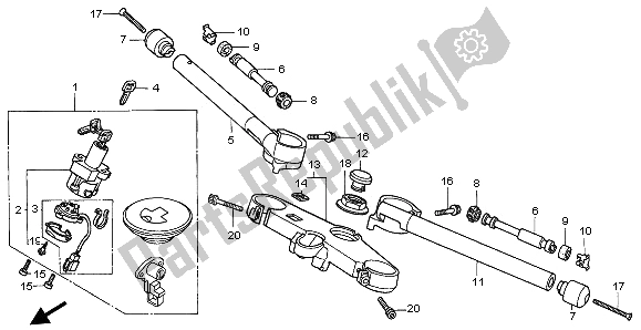 All parts for the Handle Pipe & Top Bridge of the Honda CBR 600F 1997