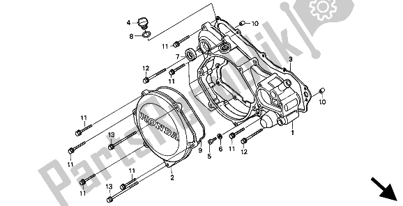 All parts for the Right Crankcase Cover of the Honda CR 250R 1994