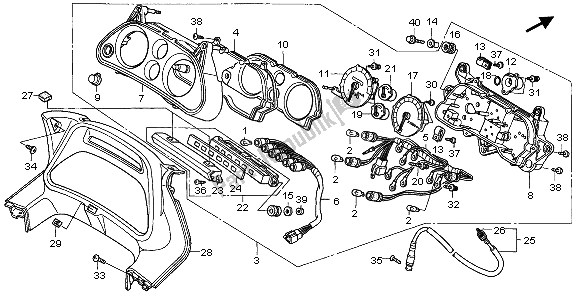 All parts for the Meter (kmh) of the Honda CBR 1000F 1999