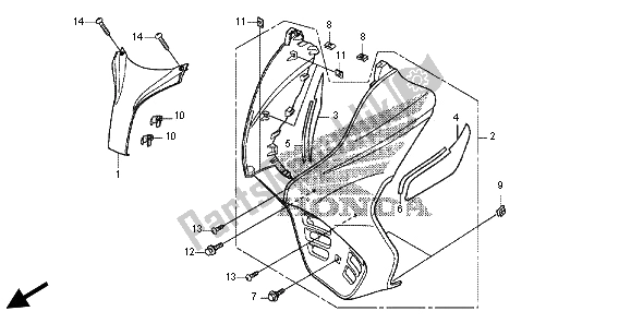 All parts for the Front Cover of the Honda FES 125 2012