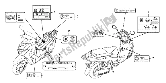 Todas as partes de Etiqueta De Cuidado do Honda SH 150 2012