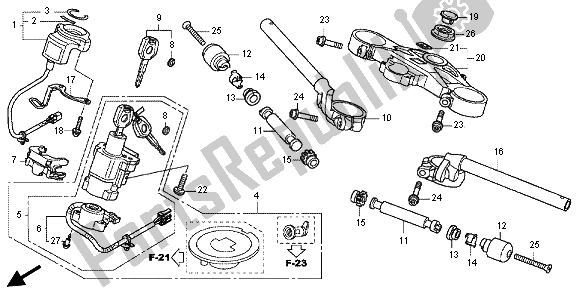 Todas as partes de Lidar Com Tubo E Ponte Superior do Honda CBR 1000 RR 2012