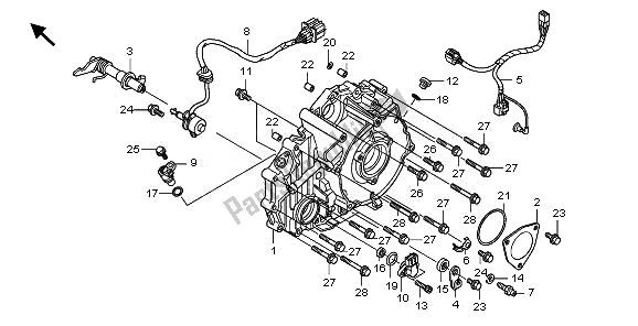 All parts for the Rear Crankcase Cover of the Honda TRX 420 FA Fourtrax Rancher AT 2011