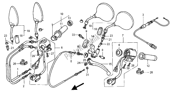 Todas as partes de Interruptor E Cabo do Honda VT 750C 2000