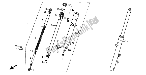 Todas as partes de Garfo Dianteiro do Honda VT 600C 1996