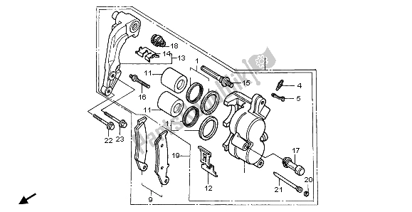 All parts for the Front Brake Caliper of the Honda CR 500R 1997