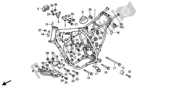 Wszystkie części do Korpus Ramy Honda XR 250R 1989