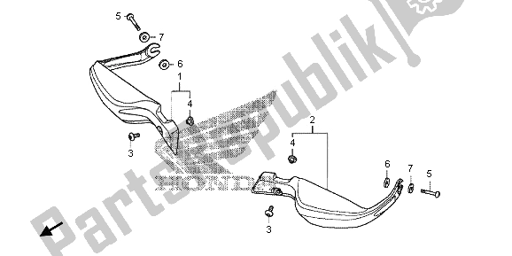 All parts for the Knuckle Guard of the Honda VFR 1200 XD 2012