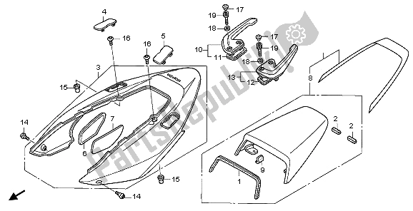 All parts for the Rear Cowl of the Honda VFR 800A 2006